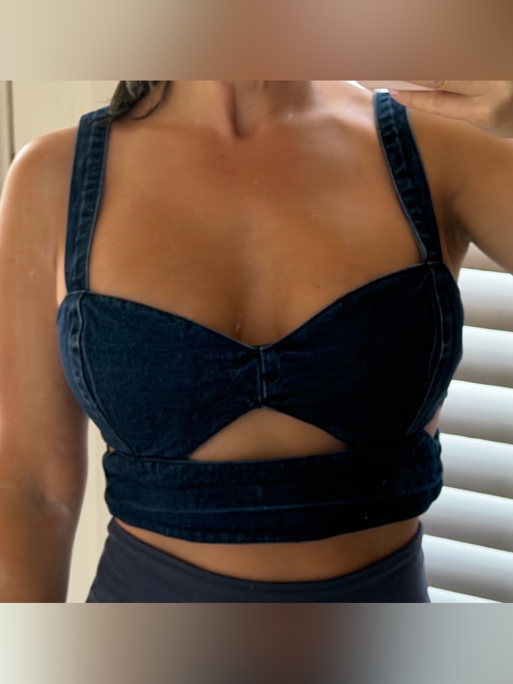 AFRM Denim Cutout Bustier Crop Top size small-Free People